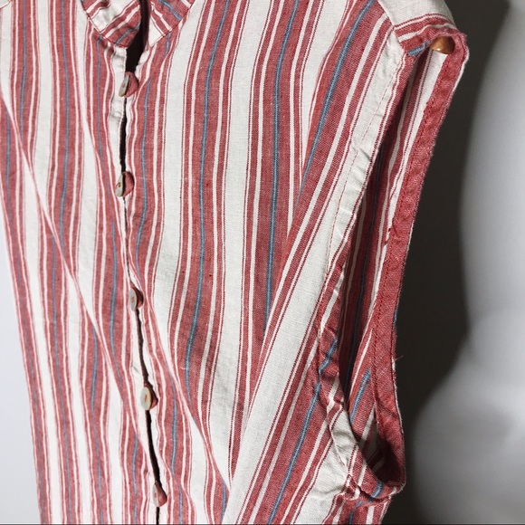 Bryn Walker Striped Button Front Linen Dress - L - Picture 6 of 8